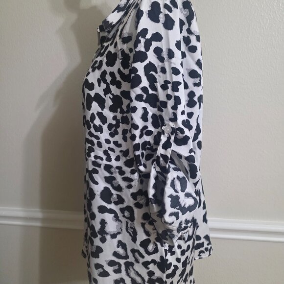 DKNY Leopard Print Button Down Blouse NWT Size L - Picture 3 of 7
